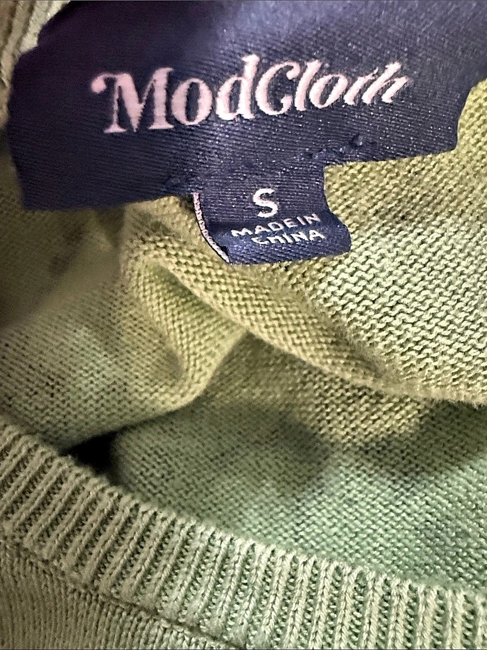 ModCloth Midnight Cat Print Crewneck Pullover Sweater in Green, 3/4 Sleeves - Picture 3 of 3